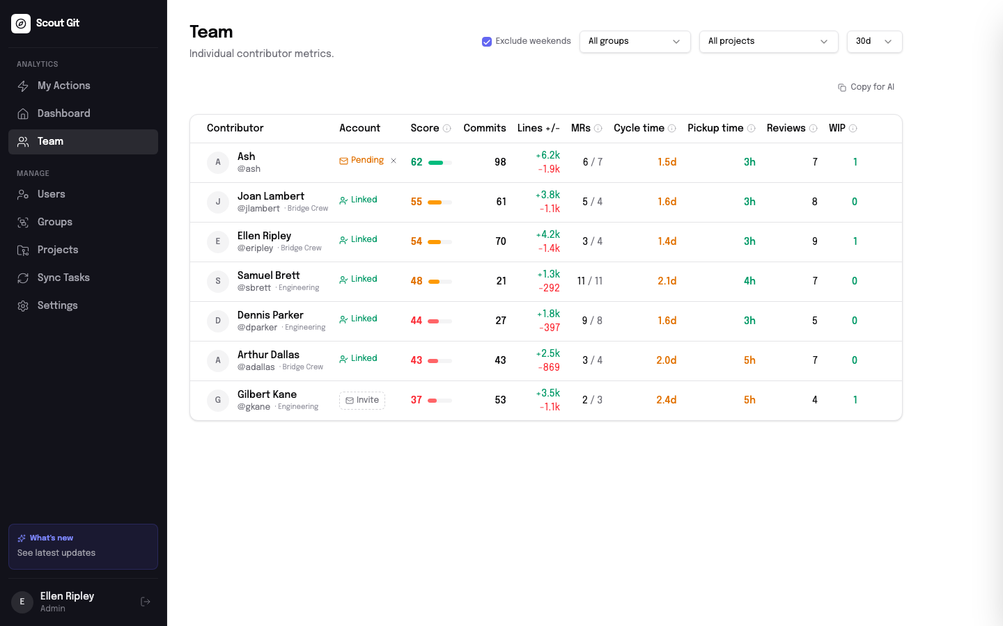 Team overview